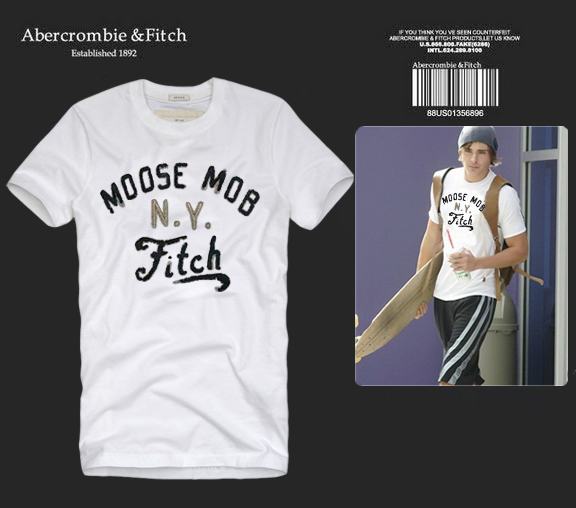 Abercrombie Fitch Hombres De Cuello Redondo Con Gente Fotos Corto Remera AF5698